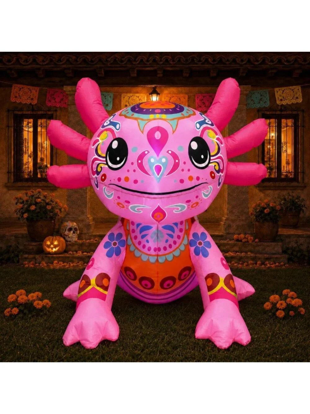 4FT Inflatable Axolotl Halloween Decor | Day of the Dead Blow Up Decoration
